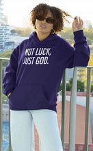 Load image into Gallery viewer, Navy &quot;Not Luck, Just God.&quot; Hoody
