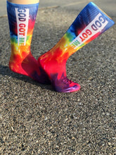 Load image into Gallery viewer, Rainbow Tie Dye Box Logo Crew Socks
