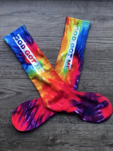 Load image into Gallery viewer, Rainbow Tie Dye Box Logo Crew Socks
