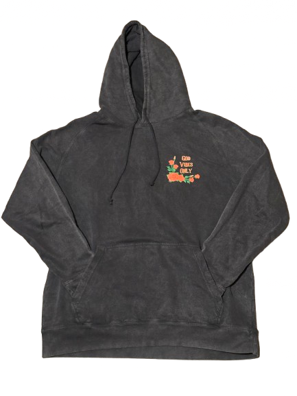 God Vibes Only Vintage Black Raglan Hooded Sweatshirt