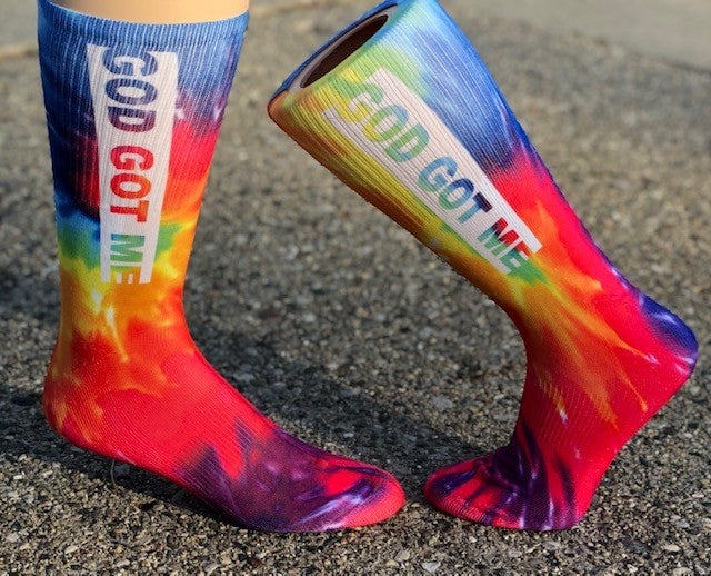 Rainbow Tie Dye Box Logo Crew Socks