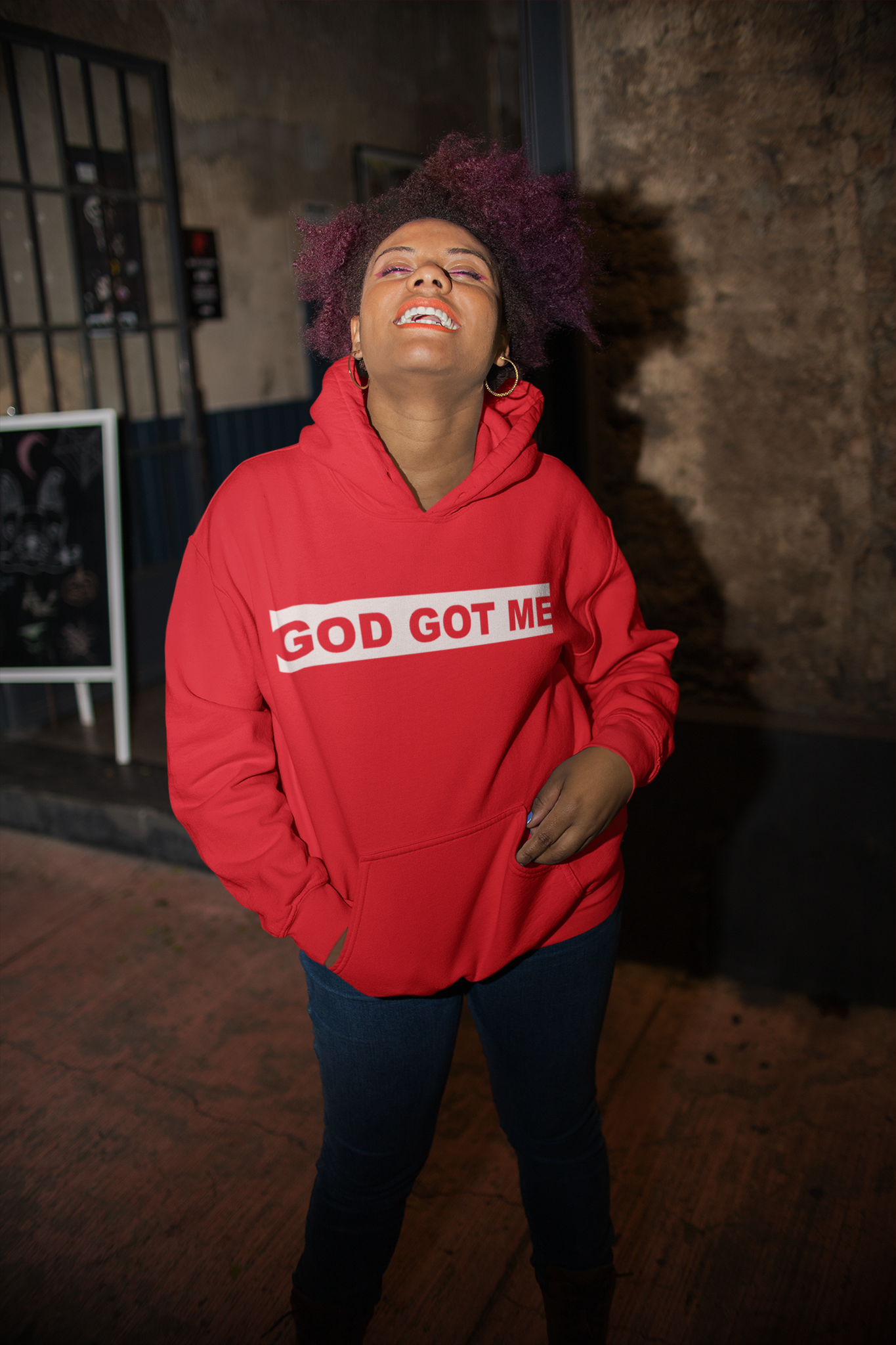 Inside Out Box Logo Hooded Sweatshirt Red