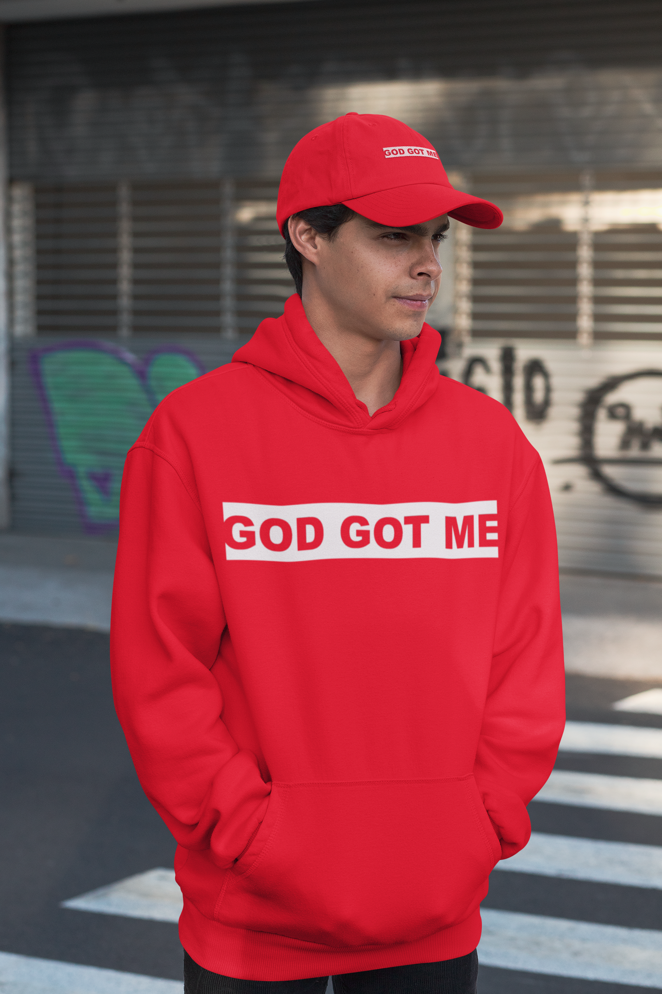 Red OG Box Log Hooded Sweatshirt – God Got Me Store
